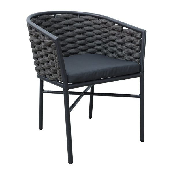 373 000006 Aluminum armchair Noevo pakoworld stackable with gray frame and cushion 57x62x77cmOutdoor furniture > Garden armchairs