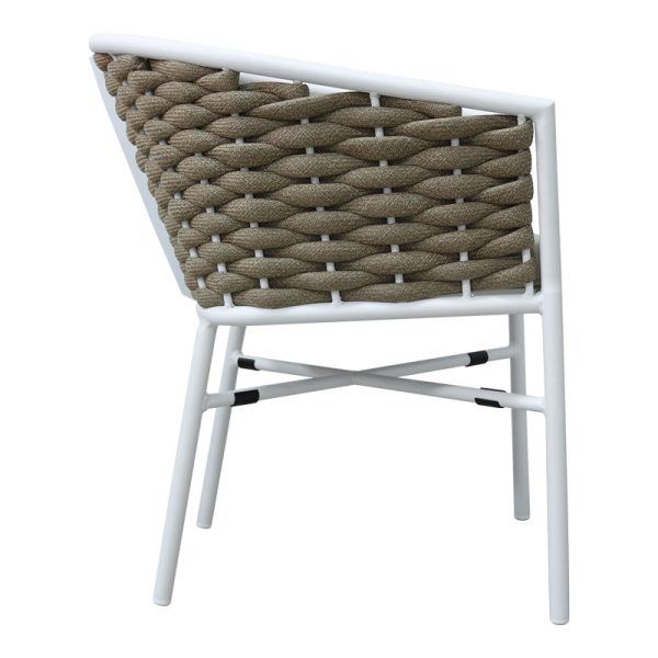 373 000007 2 Aluminum armchair Noevo pakoworld stackable with white frame-natural rope 57x62x77cmOutdoor furniture > Garden armchairs