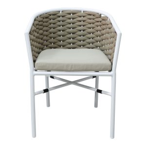 373 000007 3 Aluminum armchair Noevo pakoworld stackable with white frame-natural rope 57x62x77cmOutdoor furniture > Garden armchairs