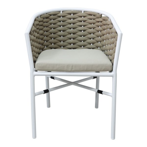 373 000007 3 Aluminum armchair Noevo pakoworld stackable with white frame-natural rope 57x62x77cmOutdoor furniture > Garden armchairs