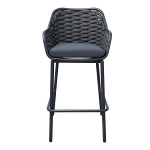 373 000008 3 Zuki pakoworld aluminum bar stool stackable with gray frame and cushion 55x54x109cmOutdoor furniture > Stools bar