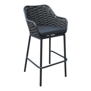 373 000008 Zuki pakoworld aluminum bar stool stackable with gray frame and cushion 55x54x109cmOutdoor furniture > Stools bar