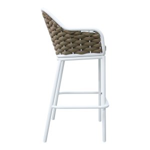 373 000009 2 Zuki pakoworld aluminum bar stool stackable with white frame and cushion 55x54x109cmOutdoor furniture > Stools