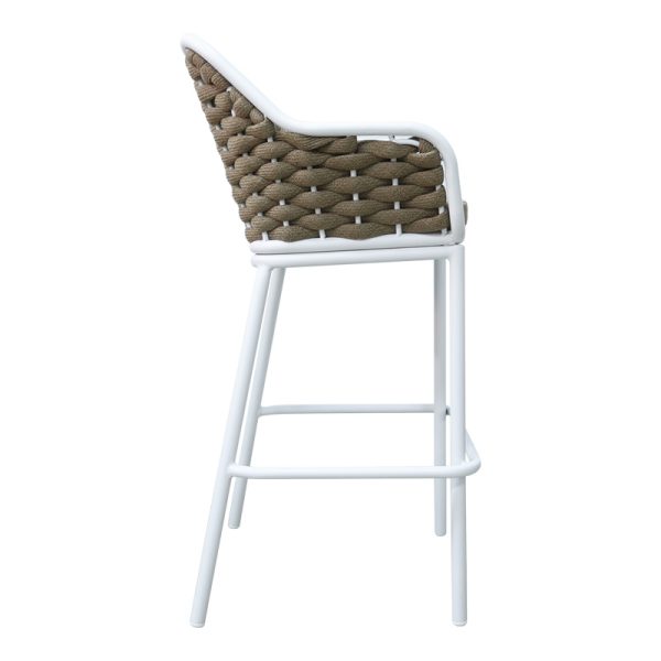 373 000009 2 Zuki pakoworld aluminum bar stool stackable with white frame and cushion 55x54x109cmOutdoor furniture > Stools