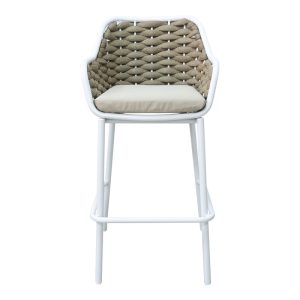 373 000009 3 Zuki pakoworld aluminum bar stool stackable with white frame and cushion 55x54x109cmOutdoor furniture > Stools