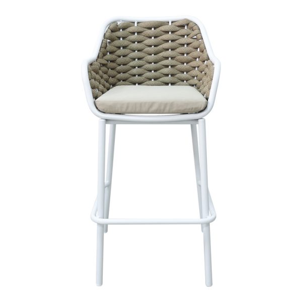 373 000009 3 Zuki pakoworld aluminum bar stool stackable with white frame and cushion 55x54x109cmOutdoor furniture > Stools