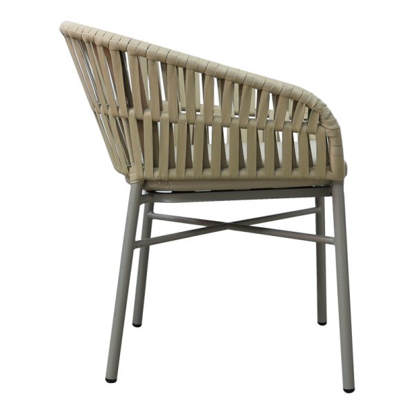 373 000010 2 Frama pakoworld stackable aluminum-pe rope armchair in brown shade and cushion 57x60x78cmOutdoor furniture > Garden armchairs