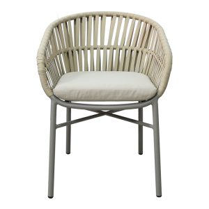 373 000010 3 Frama pakoworld stackable aluminum-pe rope armchair in brown shade and cushion 57x60x78cmOutdoor furniture > Garden armchairs