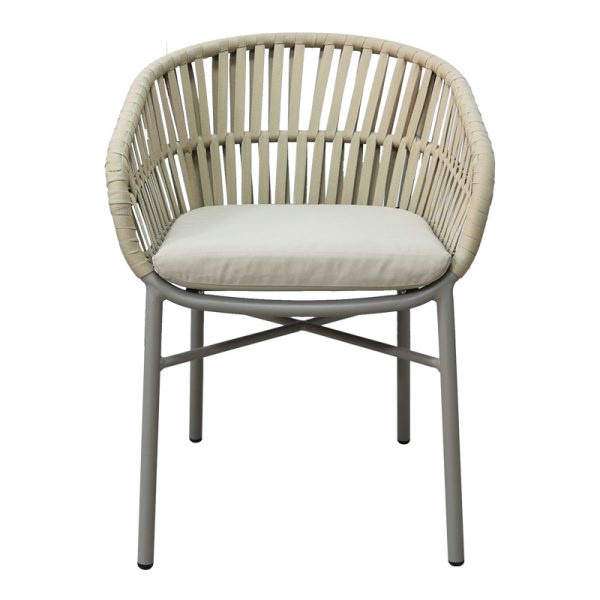 373 000010 3 Frama pakoworld stackable aluminum-pe rope armchair in brown shade and cushion 57x60x78cmOutdoor furniture > Garden armchairs
