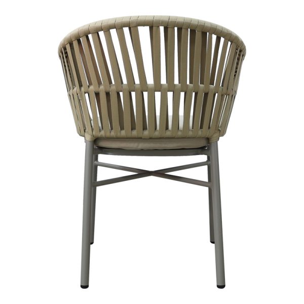 373 000010 4 Frama pakoworld stackable aluminum-pe rope armchair in brown shade and cushion 57x60x78cmOutdoor furniture > Garden armchairs