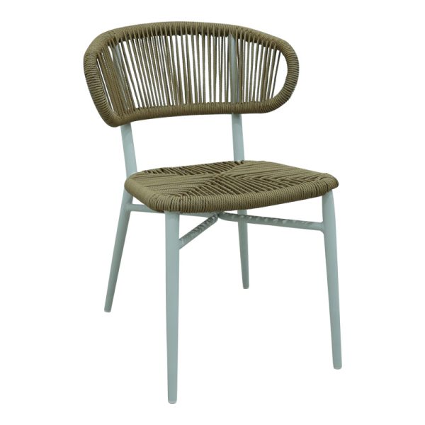 373 000013 Aluminum-pe rattan chair Agus pakoworld stackable in white shade 55x63x77cmOutdoor furniture > Garden chair