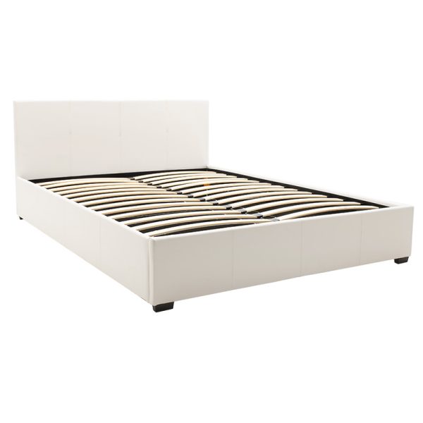 006 000027 3 Double bed Norse pakoworld PU with storage space in white matte 160x200cmIndoor furniture > Beds