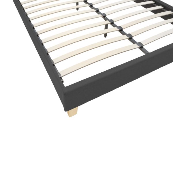 006 000054 3 Mago pakoworld bed, anthracite fabric, with natural wooden leg 140x200cmIndoor furniture > Beds