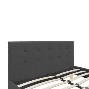 006 000054 4 Mago pakoworld bed, anthracite fabric, with natural wooden leg 140x200cmIndoor furniture > Beds