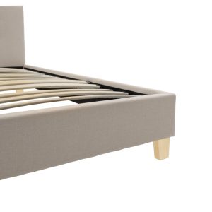 006 000055 2 Mago pakoworld bed, cream fabric with natural wood leg, 160x200cmIndoor furniture > Beds