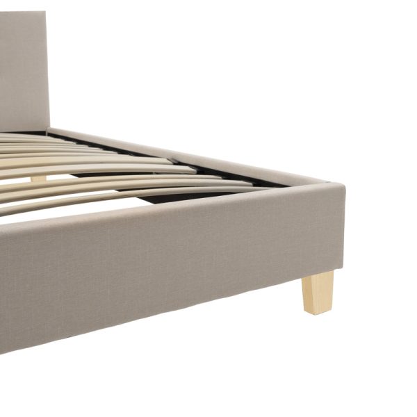 006 000055 2 Mago pakoworld bed, cream fabric with natural wood leg, 160x200cmIndoor furniture > Beds