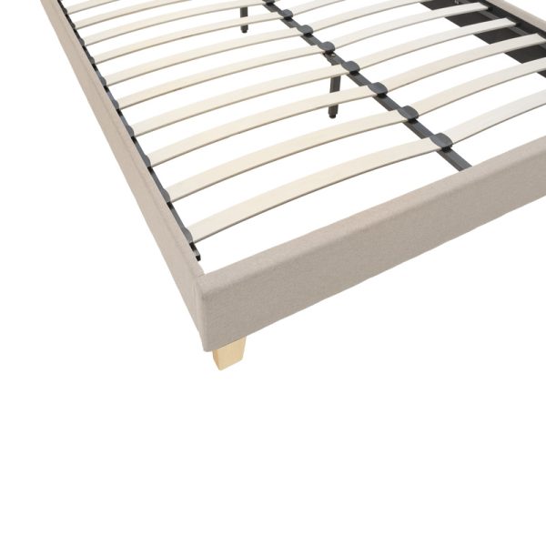 006 000055 3 Mago pakoworld bed, cream fabric with natural wood leg, 160x200cmIndoor furniture > Beds