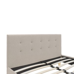 006 000055 4 Mago pakoworld bed, cream fabric with natural wood leg, 160x200cmIndoor furniture > Beds