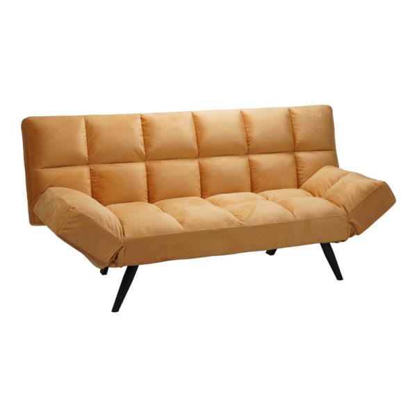 024 000050 2 Sofa - bed 3-seater Freddo pakoworld in yellow velvet 181x81x86cmIndoor furniture > Sofas-bed