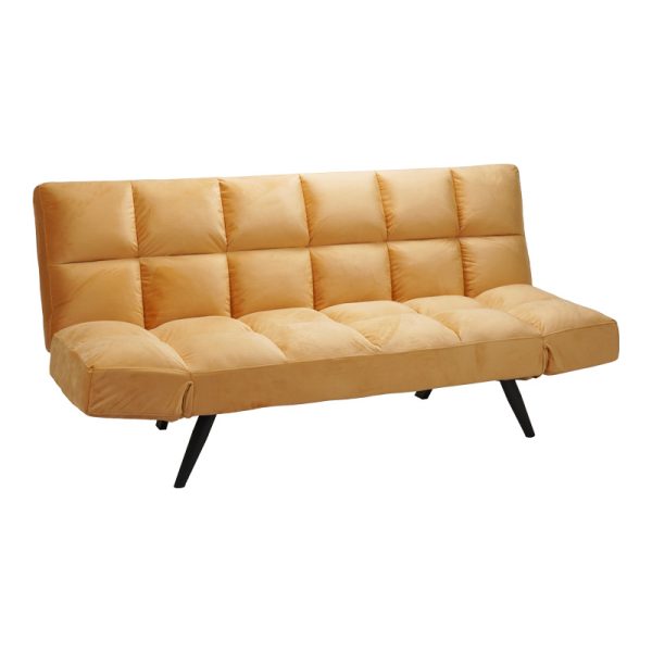 024 000050 Sofa - bed 3-seater Freddo pakoworld in yellow velvet 181x81x86cmIndoor furniture > Sofas-bed