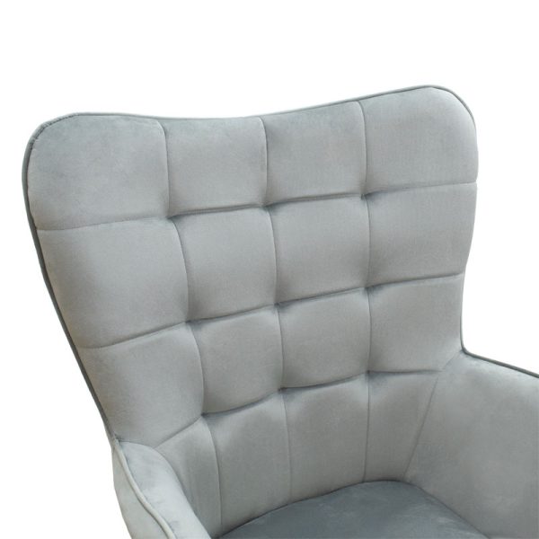 029 000157 4 Maddison armchair with footrest-cushion pakoworld velvet grey-natural 68x72x98cmIndoor furniture > Living room armchairs