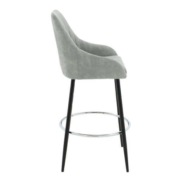 029 000169 2 Bar Stool Cody metal black legs - fabric antique light grey colorIndoor furniture > Bar stools