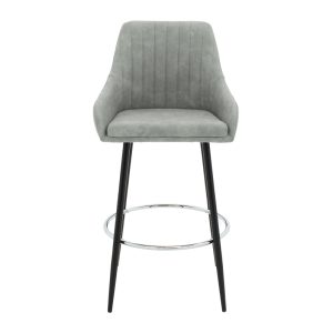 029 000169 3 Bar Stool Cody metal black legs - fabric antique light grey colorIndoor furniture > Bar stools