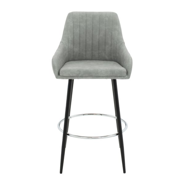 029 000169 3 Bar Stool Cody metal black legs - fabric antique light grey colorIndoor furniture > Bar stools