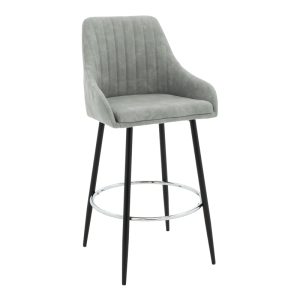 029 000169 Bar Stool Cody metal black legs - fabric antique light grey colorIndoor furniture > Bar stools