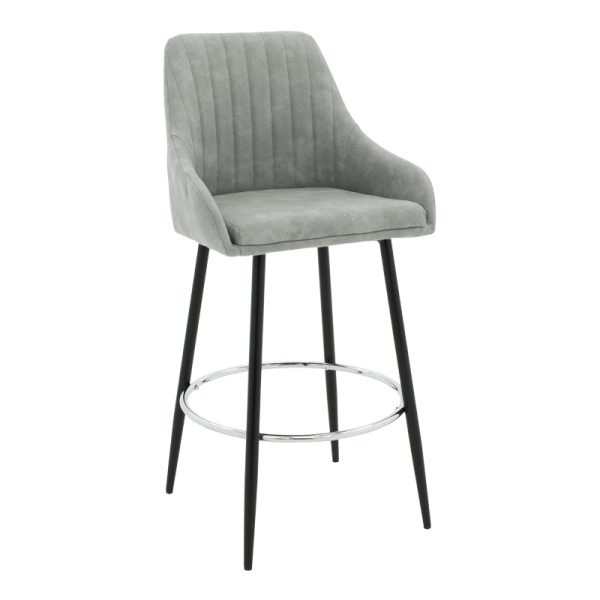 029 000169 Bar Stool Cody metal black legs - fabric antique light grey colorIndoor furniture > Bar stools