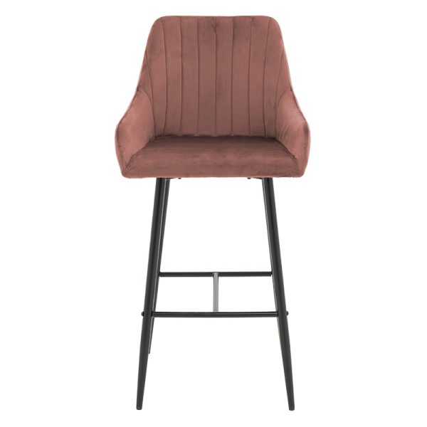 029 000171 3 Bar Stool Patrin metal black legs - velvet rotten apple colorIndoor furniture > Bar stools