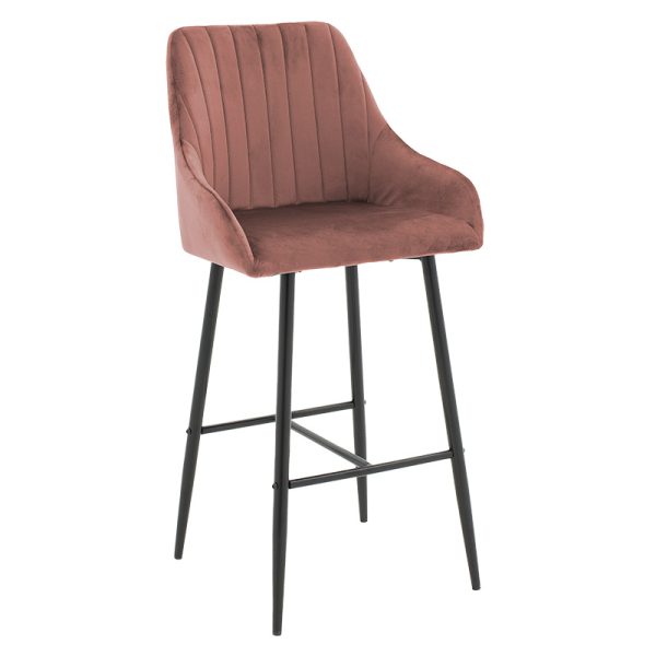 029 000171 Bar Stool Patrin metal black legs - velvet rotten apple colorIndoor furniture > Bar stools