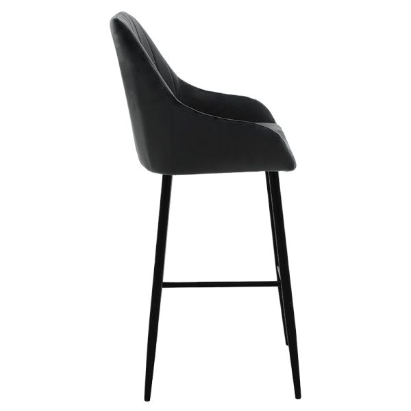 029 000172 2 Bar Stool Patrin metal black legs - velvet black colorIndoor furniture > Bar stools