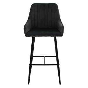 029 000172 3 Bar Stool Patrin metal black legs - velvet black colorIndoor furniture > Bar stools