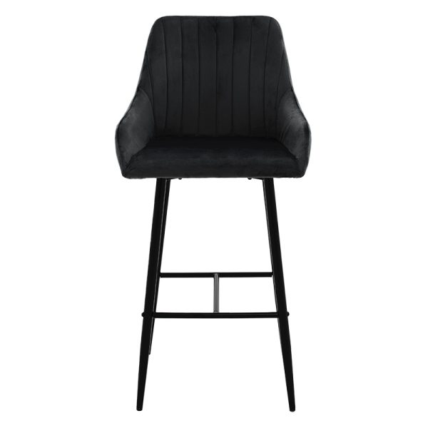 029 000172 3 Bar Stool Patrin metal black legs - velvet black colorIndoor furniture > Bar stools
