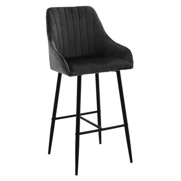 029 000172 Bar Stool Patrin metal black legs - velvet black colorIndoor furniture > Bar stools
