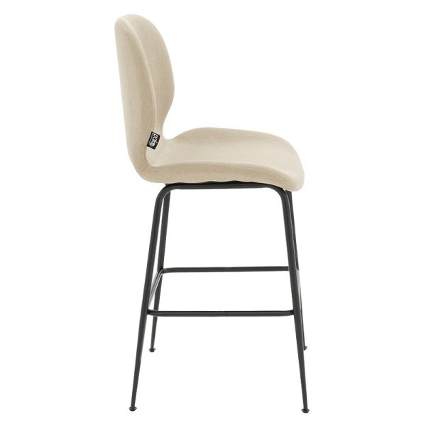 029 000188 2 Bar Stool Impel metal black legs-fabric beigeIndoor furniture > Bar stools