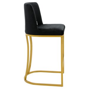 029 000197 2 Bar Stool medium height Impartial I metal golden legs-velvet blackIndoor furniture > Bar stools