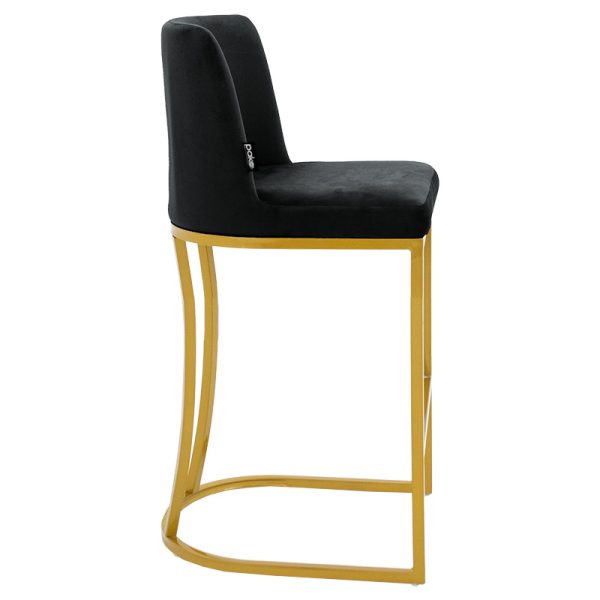 029 000197 2 Bar Stool medium height Impartial I metal golden legs-velvet blackIndoor furniture > Bar stools