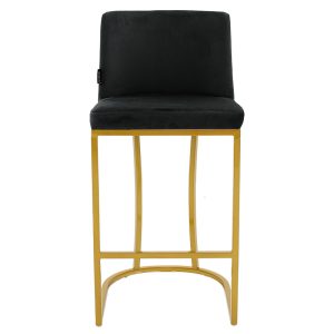 029 000197 3 Bar Stool medium height Impartial I metal golden legs-velvet blackIndoor furniture > Bar stools