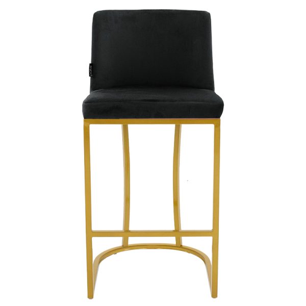 029 000197 3 Bar Stool medium height Impartial I metal golden legs-velvet blackIndoor furniture > Bar stools