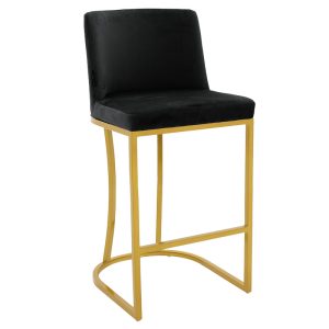 029 000197 Bar Stool medium height Impartial I metal golden legs-velvet blackIndoor furniture > Bar stools