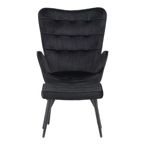 029 000217 3 Armchair with footstool Dorita pakoworld velvet black-leg black metal 68.5x76x103cmIndoor furniture > Living room armchairs