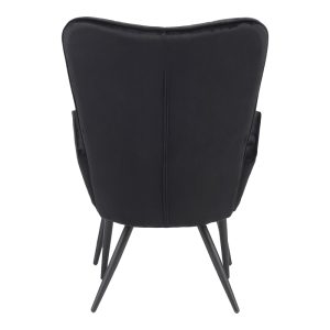 029 000217 4 Armchair with footstool Dorita pakoworld velvet black-leg black metal 68.5x76x103cmIndoor furniture > Living room armchairs