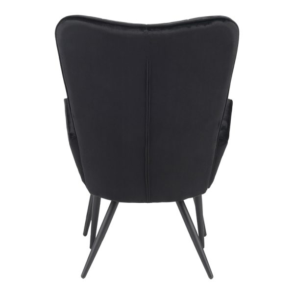 029 000217 4 Armchair with footstool Dorita pakoworld velvet black-leg black metal 68.5x76x103cmIndoor furniture > Living room armchairs