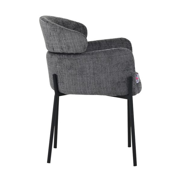 029 000251 2 Tolerse Inart armchair light gray fabric-leg black metal 58x57x80cmIndoor furniture > Armchairs