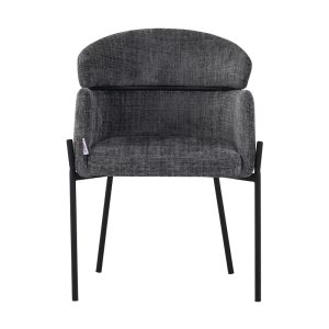 029 000251 3 Tolerse Inart armchair light gray fabric-leg black metal 58x57x80cmIndoor furniture > Armchairs
