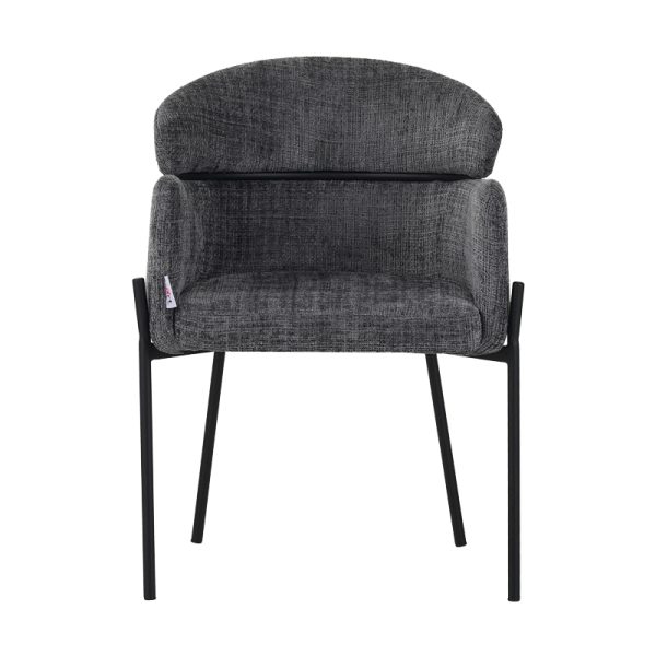 029 000251 3 Tolerse Inart armchair light gray fabric-leg black metal 58x57x80cmIndoor furniture > Armchairs