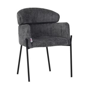 029 000251 Tolerse Inart armchair light gray fabric-leg black metal 58x57x80cmIndoor furniture > Armchairs