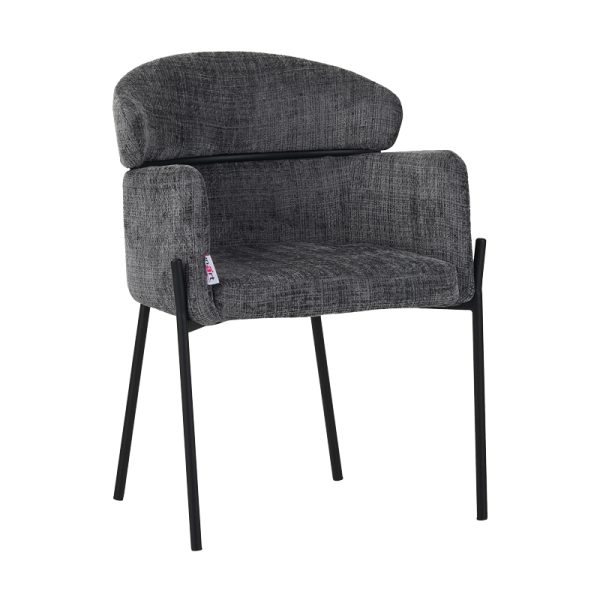 029 000251 Tolerse Inart armchair light gray fabric-leg black metal 58x57x80cmIndoor furniture > Armchairs
